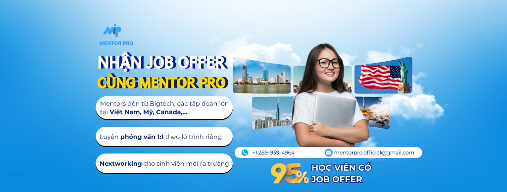 MentorPro — Nhận job offer cùng Mentor Pro · 95% học viên có job offer